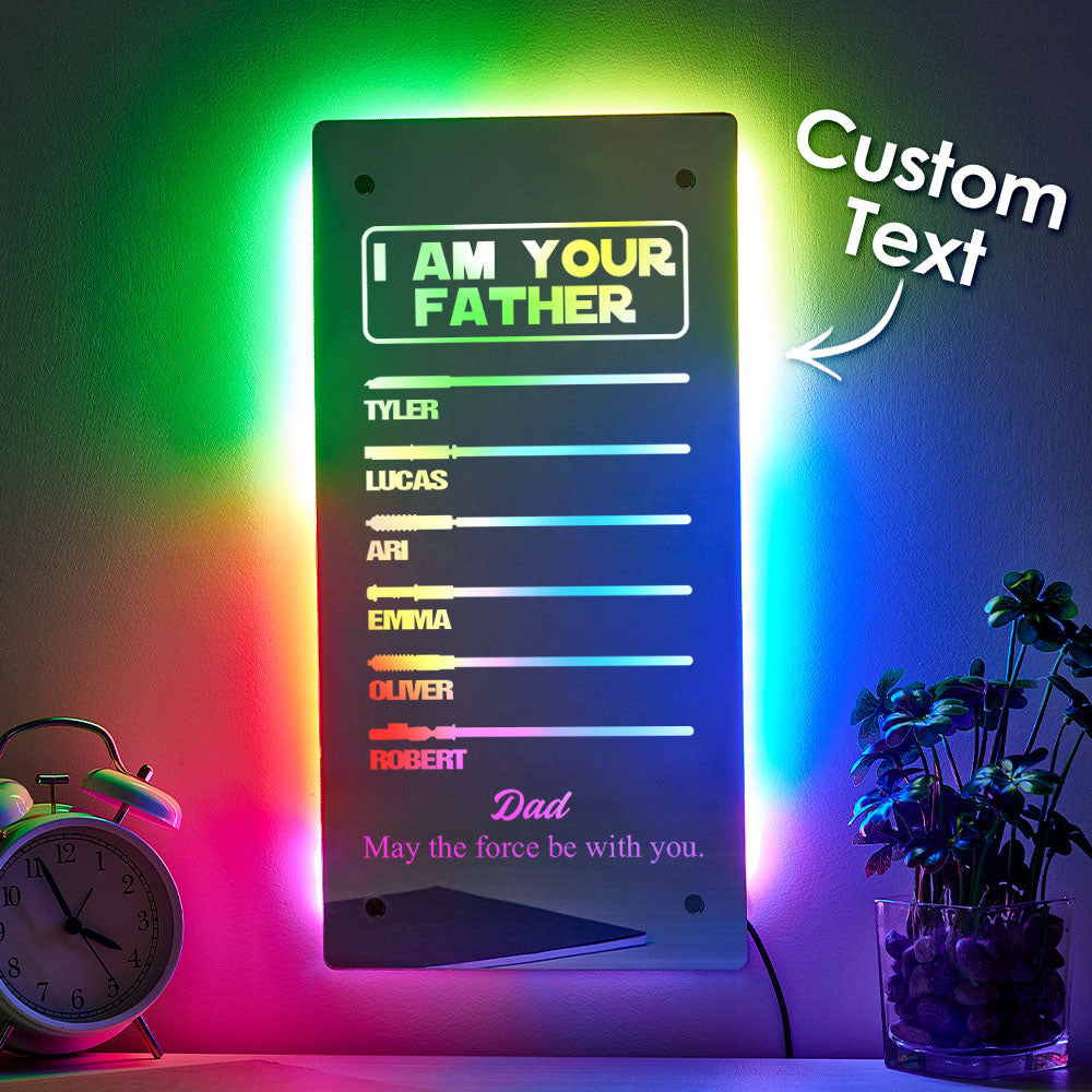 Custom Name Father's Day Hot Sale I Am Your Father Lightsaber Mirror Lamp