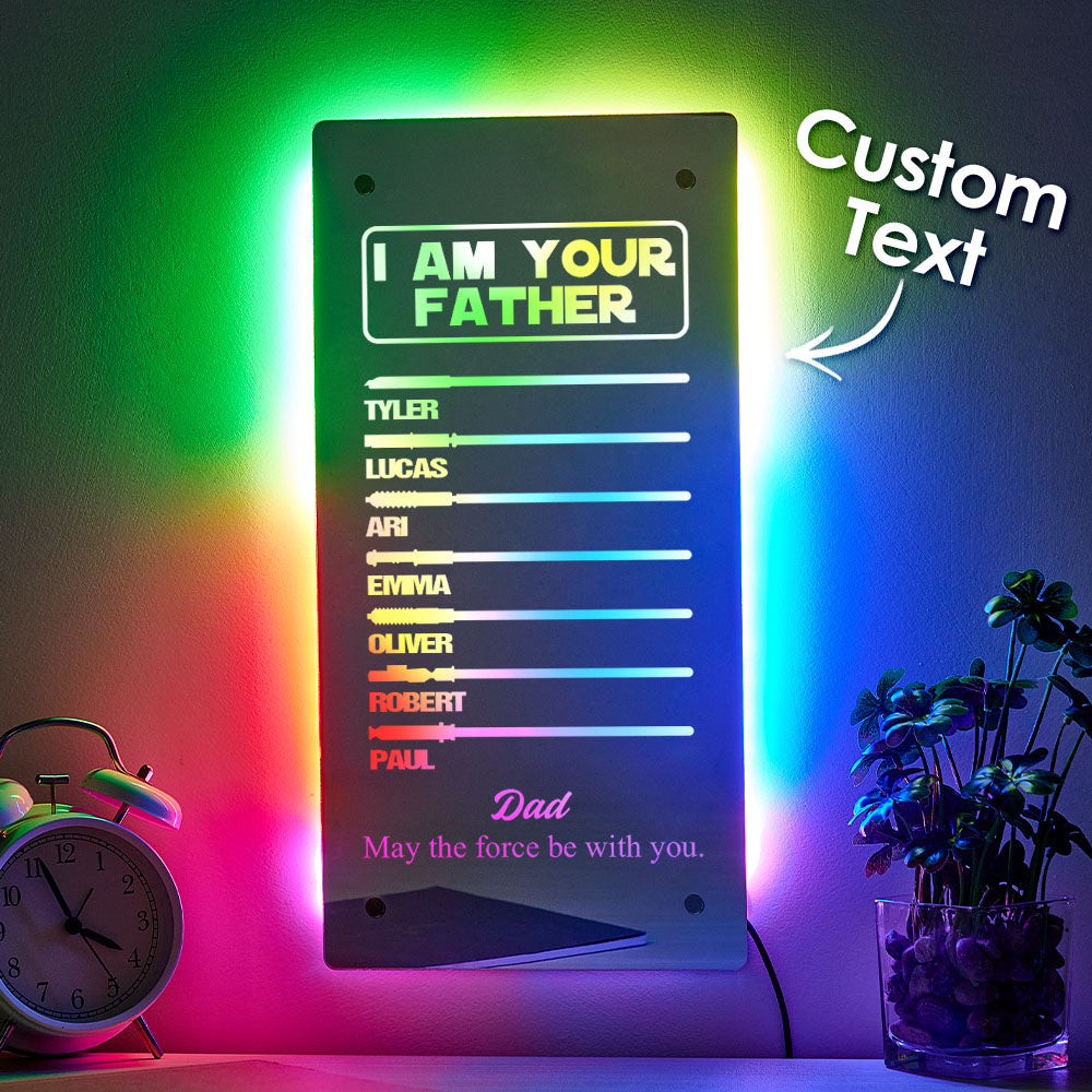 Custom Name Father's Day Hot Sale I Am Your Father Lightsaber Mirror Lamp