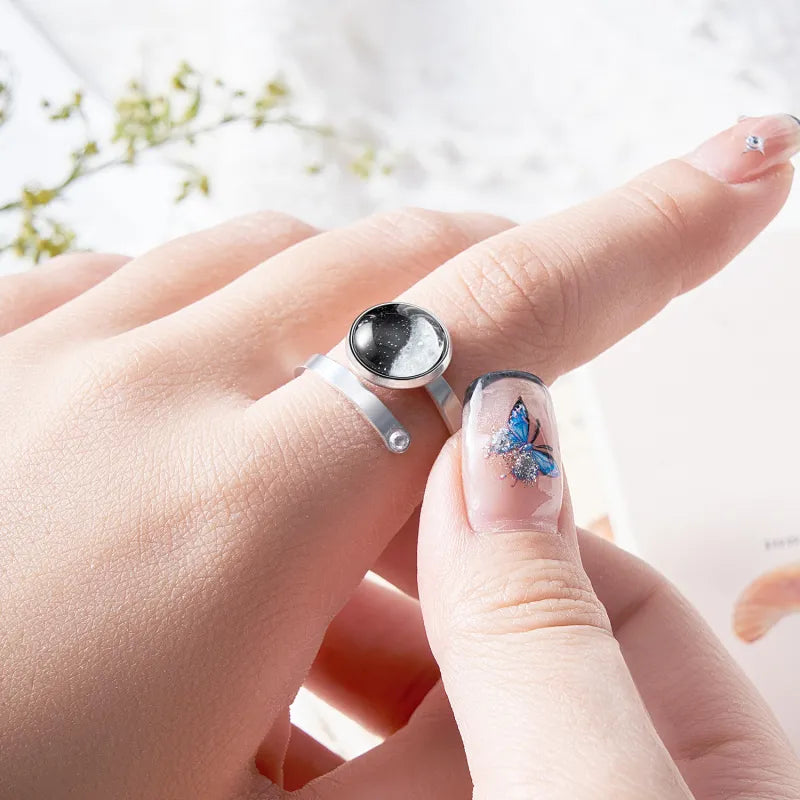 Custom Moon Phase Ring Luminous Ring Gift for Her Birthday Gift Valentines Gift Anniversary Gift