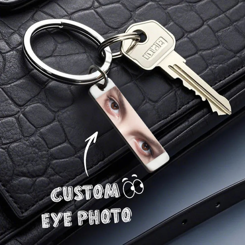 Custom Eye Photo Keychain Personalized Double-Sided Keychain Custom Text Best Gift For Anniversary