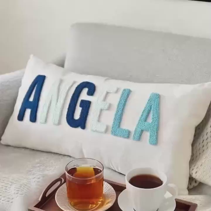 Personalized Baby Girl Room Name Pillow Cover Baby Girl Nursery Pillow Case Punch Needle Girl Kid Gift Dorm Gift Back to School Gift